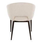 Chaise de salle à manger contemporaine en forme de tonneau, crème / velours bleu / argenté / similicuir blanc, pieds en cuivre, vendue à l'unité