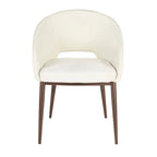 Chaise de salle à manger contemporaine en forme de tonneau, crème / velours bleu / argenté / similicuir blanc, pieds en cuivre, vendue à l'unité