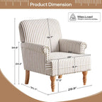 Fauteuil club moderne en lin gris/marron/bleu/bleu foncé avec accoudoirs arrondis et pieds en bois, un seul