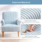 Fauteuil club moderne en lin gris/marron/bleu/bleu foncé avec accoudoirs arrondis et pieds en bois, un seul