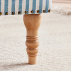 Fauteuil club moderne en lin gris/marron/bleu/bleu foncé avec accoudoirs arrondis et pieds en bois, un seul