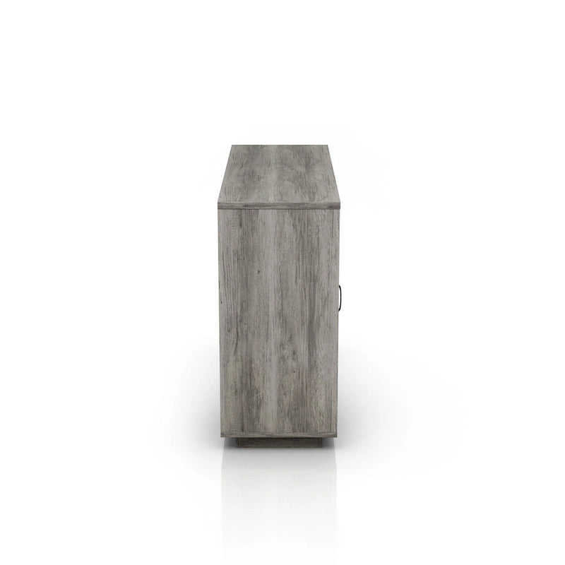 Buffet industriel avec rangement pour bouteilles de vin, chêne gris / chêne recyclé, 7 étagères