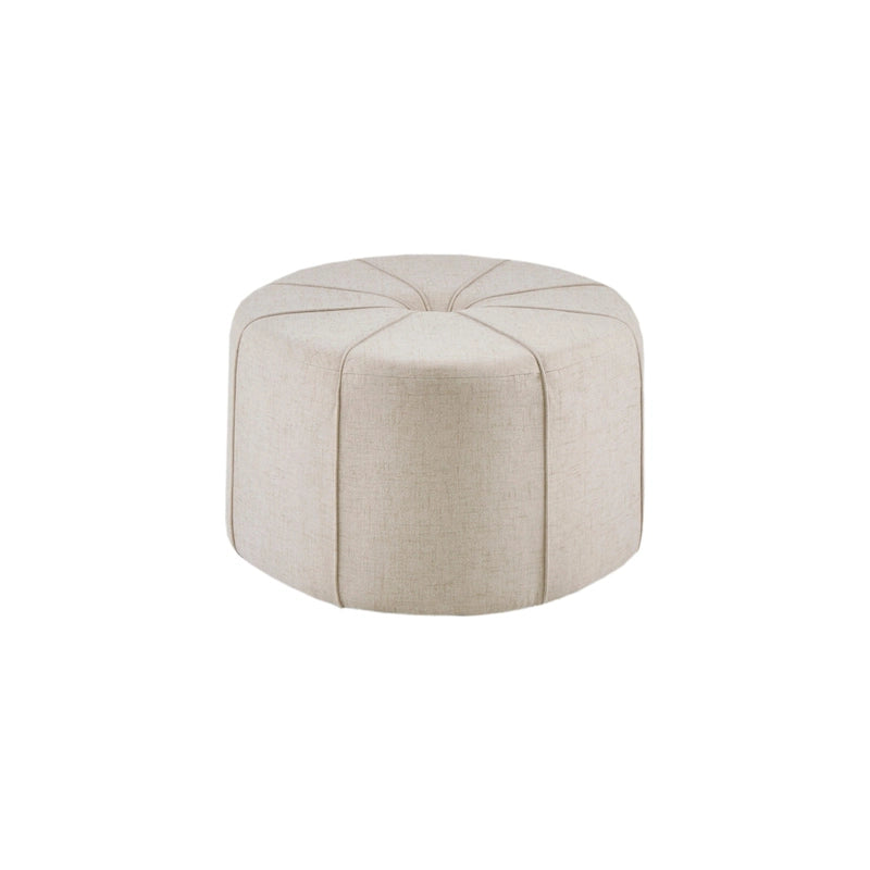 Repose-pieds ovale touffeté en tissu bleu / crème / gris, simple