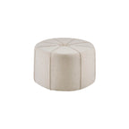 Repose-pieds ovale touffeté en tissu bleu / crème / gris, simple