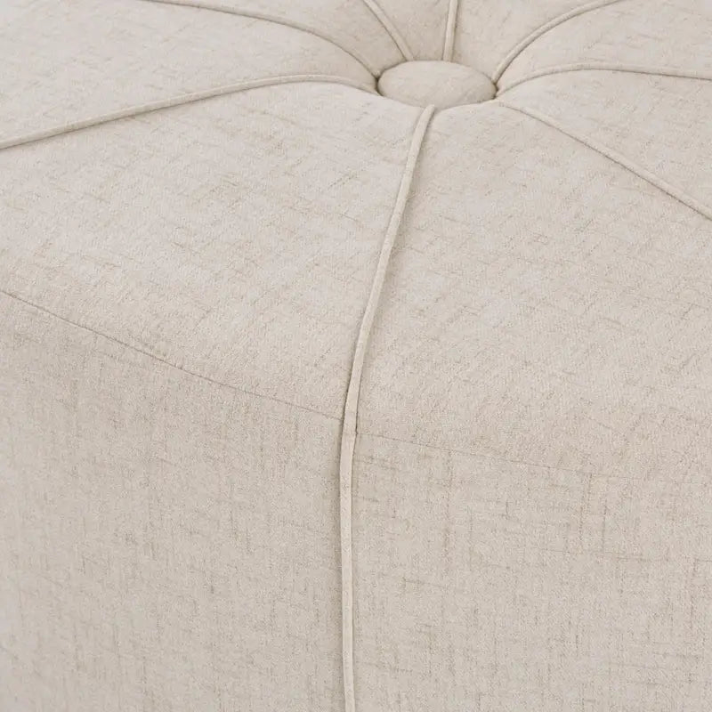 Repose-pieds ovale touffeté en tissu bleu / crème / gris, simple