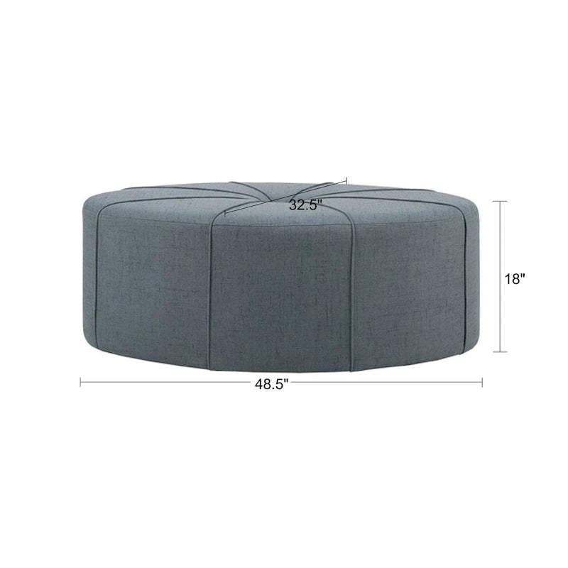 Repose-pieds ovale touffeté en tissu bleu / crème / gris, simple