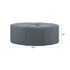 Repose-pieds ovale touffeté en tissu bleu / crème / gris, simple