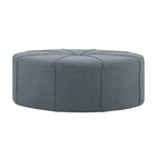 Repose-pieds ovale touffeté en tissu bleu / crème / gris, simple