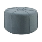 Repose-pieds ovale touffeté en tissu bleu / crème / gris, simple