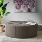 Repose-pieds ovale touffeté en tissu bleu / crème / gris, simple