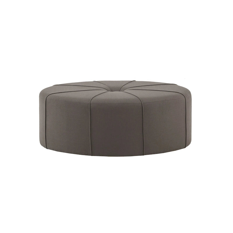 Repose-pieds ovale touffeté en tissu bleu / crème / gris, simple