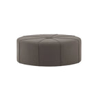 Repose-pieds ovale touffeté en tissu bleu / crème / gris, simple