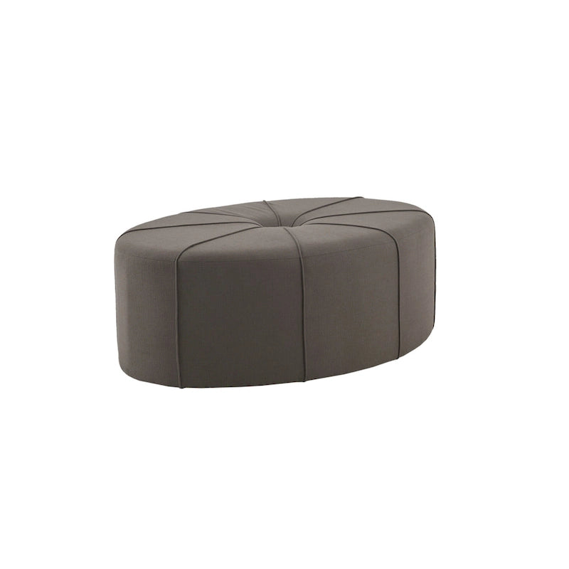 Repose-pieds ovale touffeté en tissu bleu / crème / gris, simple