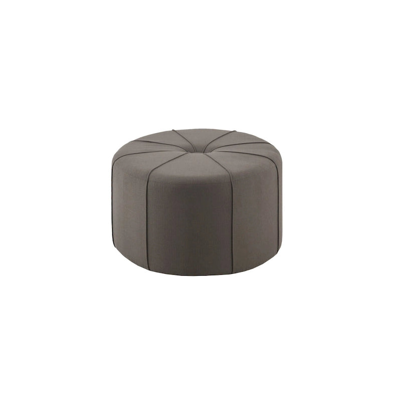 Repose-pieds ovale touffeté en tissu bleu / crème / gris, simple