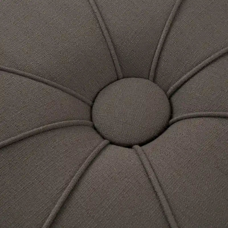 Repose-pieds ovale touffeté en tissu bleu / crème / gris, simple