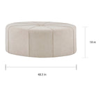 Repose-pieds ovale touffeté en tissu bleu / crème / gris, simple