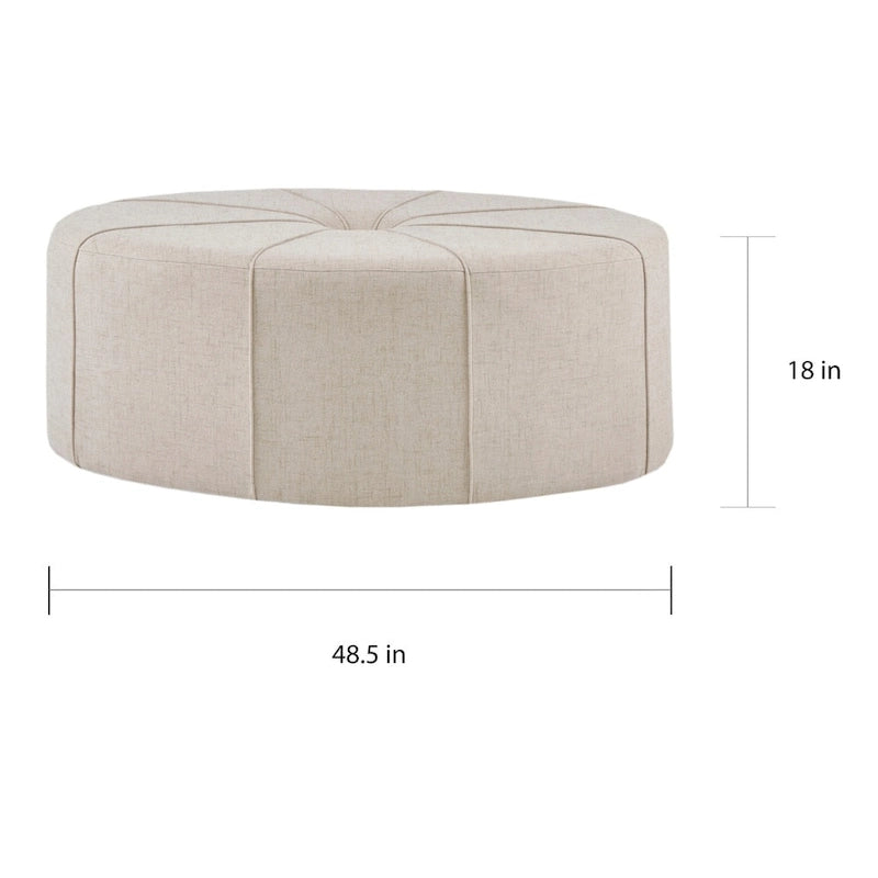 Repose-pieds ovale touffeté en tissu bleu / crème / gris, simple