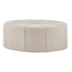 Repose-pieds ovale touffeté en tissu bleu / crème / gris, simple