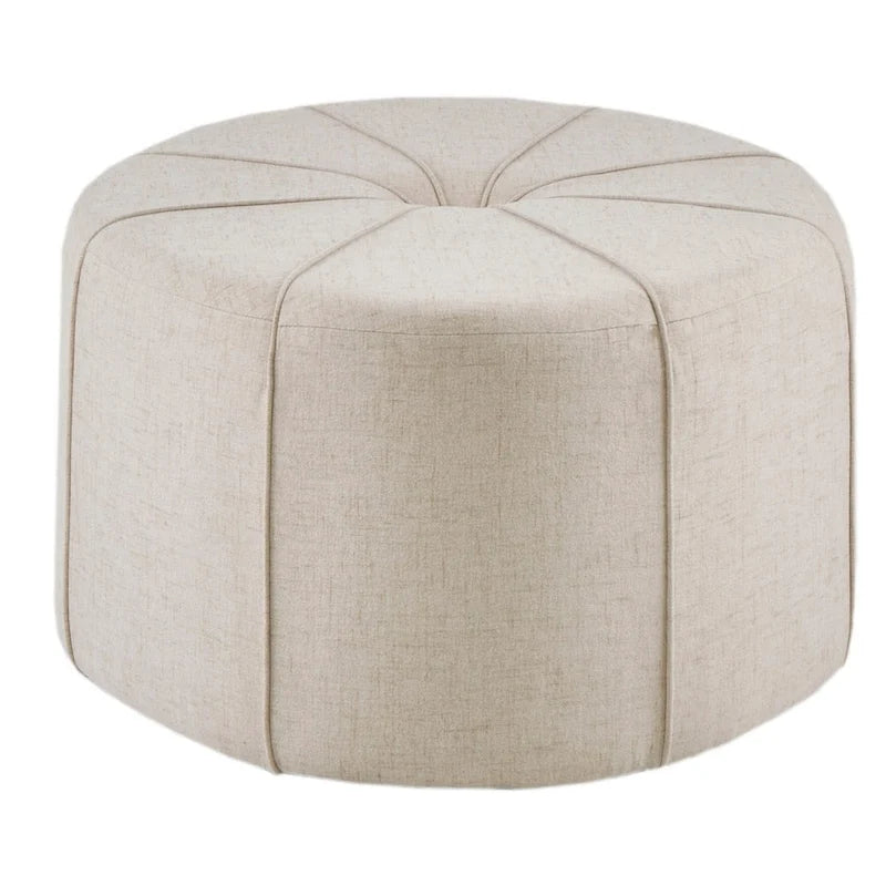 Repose-pieds ovale touffeté en tissu bleu / crème / gris, simple