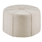 Repose-pieds ovale touffeté en tissu bleu / crème / gris, simple