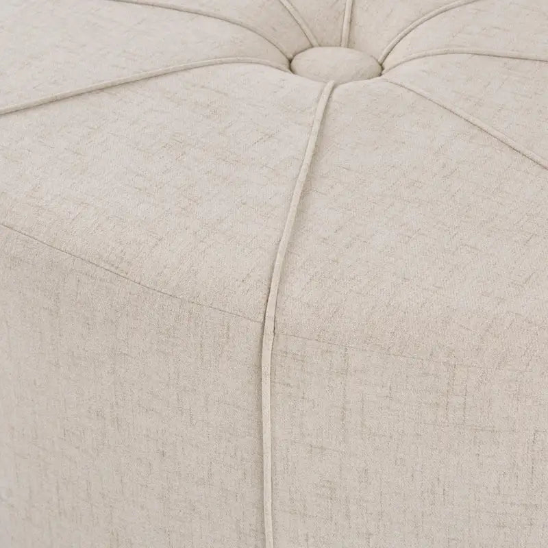 Repose-pieds ovale touffeté en tissu bleu / crème / gris, simple