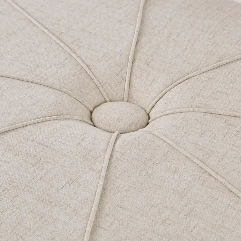 Repose-pieds ovale touffeté en tissu bleu / crème / gris, simple