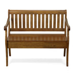 Banc de rangement traditionnel Elm / Noir antique avec dossier à lattes et accoudoirs volutes, 2 places