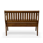Banc de rangement traditionnel Elm / Noir antique avec dossier à lattes et accoudoirs volutes, 2 places