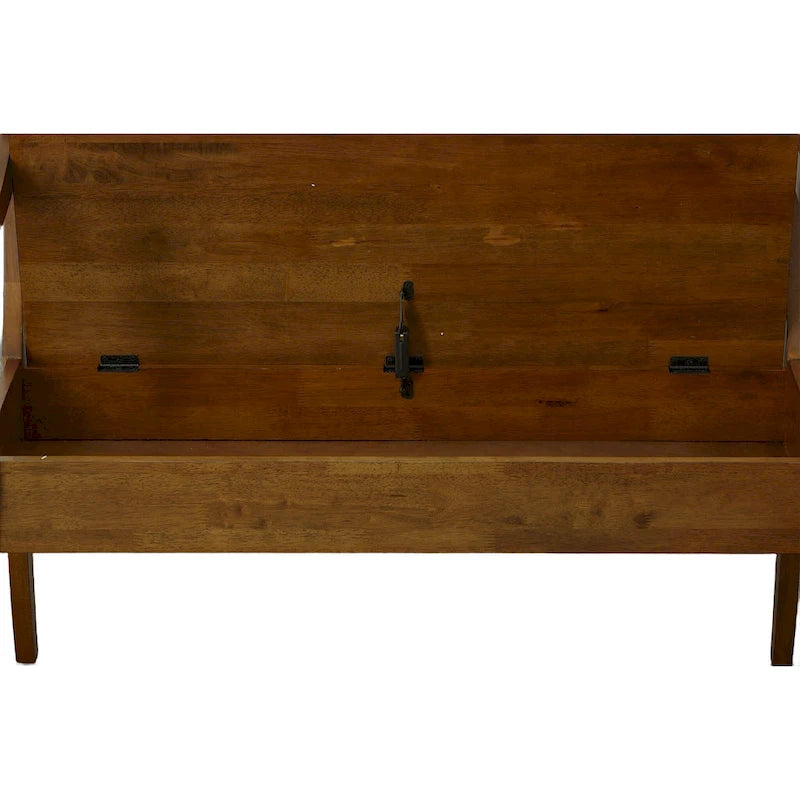 Banc de rangement traditionnel Elm / Noir antique avec dossier à lattes et accoudoirs volutes, 2 places