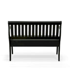 Banc de rangement traditionnel Elm / Noir antique avec dossier à lattes et accoudoirs volutes, 2 places