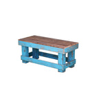 Table basse rustique faite à la main en bois de récupération blanc/bleu avec finition vieillie et scellant résistant à l'eau
