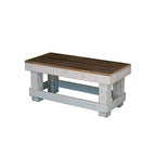 Table basse rustique faite à la main en bois de récupération blanc/bleu avec finition vieillie et scellant résistant à l'eau