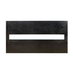 Table de salle à manger rectangulaire contemporaine de 193 cm avec incrustation en verre, gris/noir, pieds blocs larges, pour 6 personnes