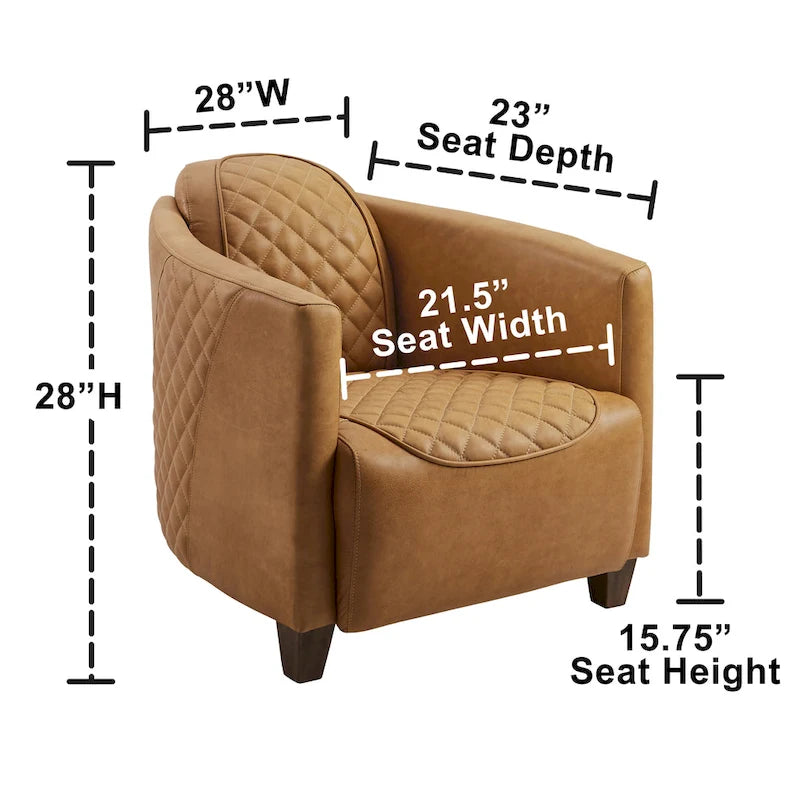 Fauteuil d'appoint rétro industriel en cuir pleine fleur kaki / noir / cognac / marron / gris avec cadre en aluminium, simple