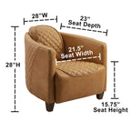 Fauteuil d'appoint rétro industriel en cuir pleine fleur kaki / noir / cognac / marron / gris avec cadre en aluminium, simple