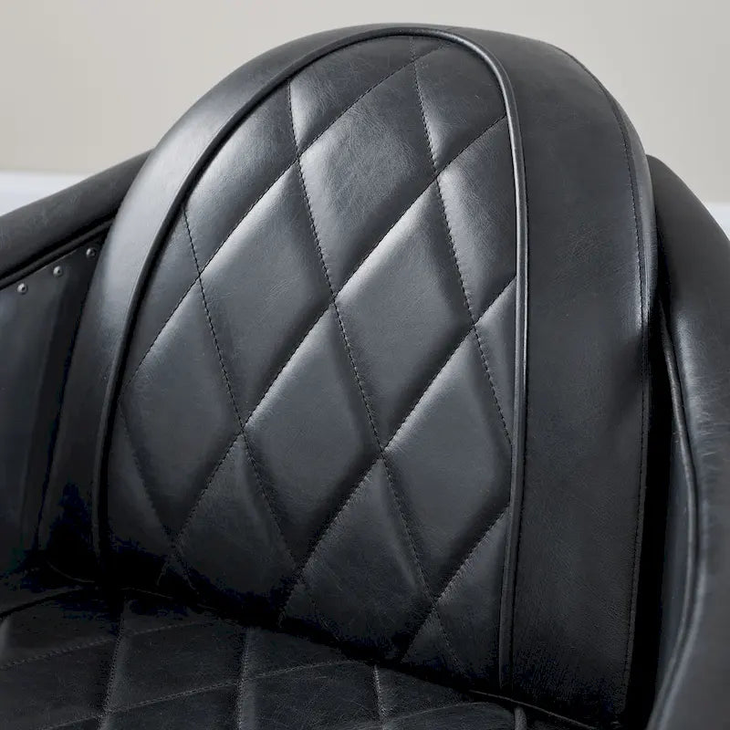 Fauteuil d'appoint rétro industriel en cuir pleine fleur kaki / noir / cognac / marron / gris avec cadre en aluminium, simple