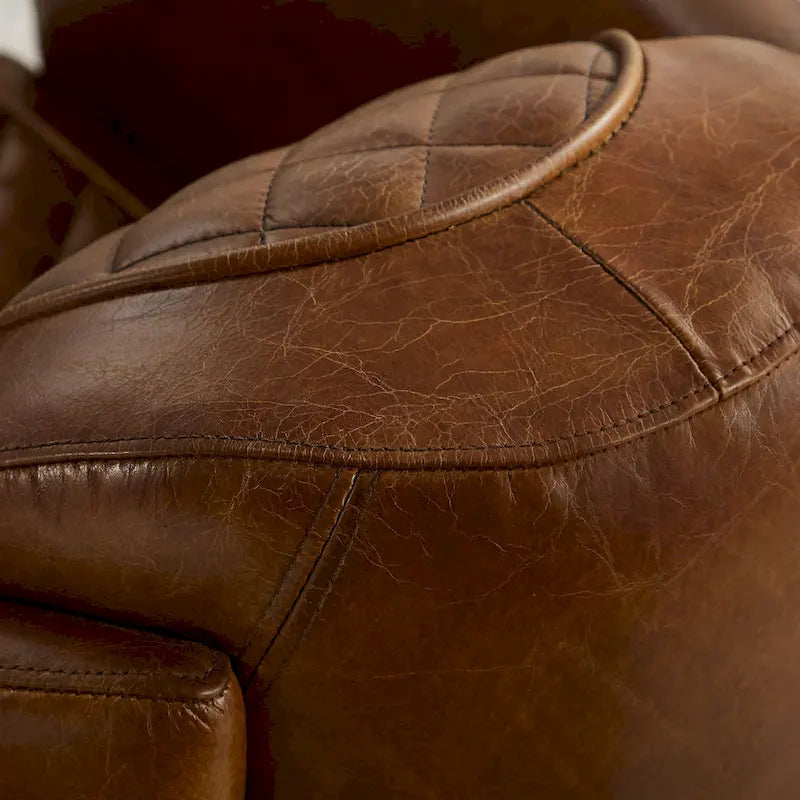 Fauteuil d'appoint rétro industriel en cuir pleine fleur kaki / noir / cognac / marron / gris avec cadre en aluminium, simple