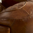 Fauteuil d'appoint rétro industriel en cuir pleine fleur kaki / noir / cognac / marron / gris avec cadre en aluminium, simple