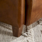 Fauteuil d'appoint rétro industriel en cuir pleine fleur kaki / noir / cognac / marron / gris avec cadre en aluminium, simple