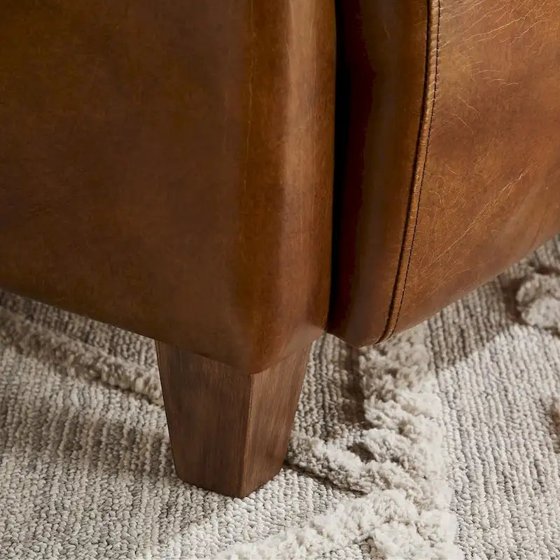Fauteuil d'appoint rétro industriel en cuir pleine fleur kaki / noir / cognac / marron / gris avec cadre en aluminium, simple