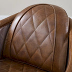 Fauteuil d'appoint rétro industriel en cuir pleine fleur kaki / noir / cognac / marron / gris avec cadre en aluminium, simple