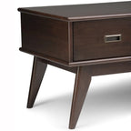 Table Basse Mid-Century Moderne, Brun Fauve / Brun Teck, Rectangulaire avec Rangement