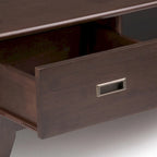 Table Basse Mid-Century Moderne, Brun Fauve / Brun Teck, Rectangulaire avec Rangement