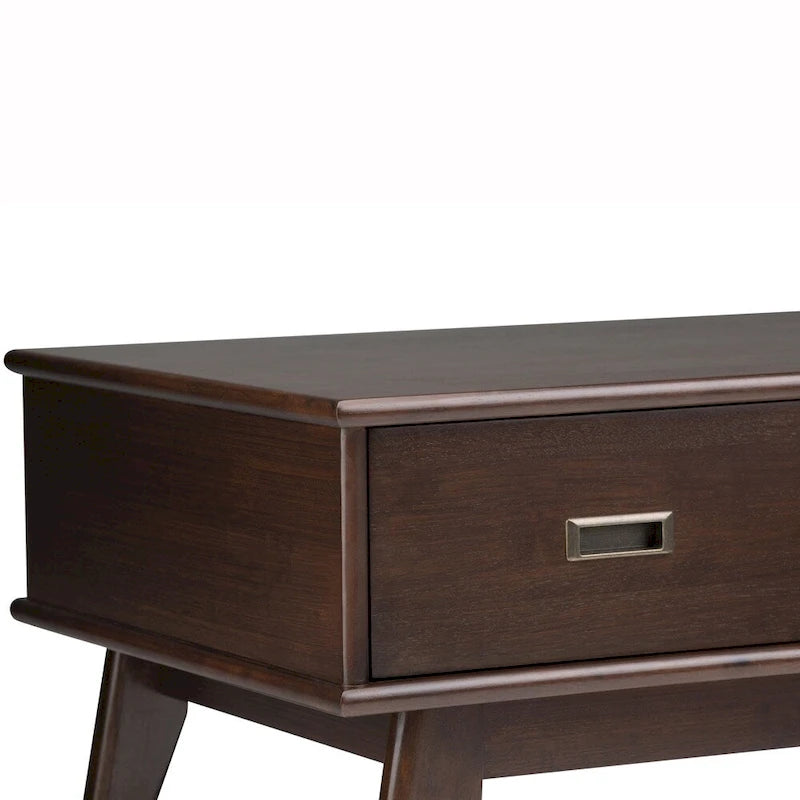 Table Basse Mid-Century Moderne, Brun Fauve / Brun Teck, Rectangulaire avec Rangement