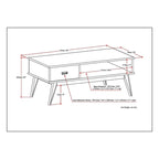 Table Basse Mid-Century Moderne, Brun Fauve / Brun Teck, Rectangulaire avec Rangement