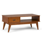 Table Basse Mid-Century Moderne, Brun Fauve / Brun Teck, Rectangulaire avec Rangement