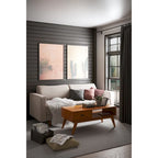 Table Basse Mid-Century Moderne, Brun Fauve / Brun Teck, Rectangulaire avec Rangement
