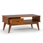 Table Basse Mid-Century Moderne, Brun Fauve / Brun Teck, Rectangulaire avec Rangement