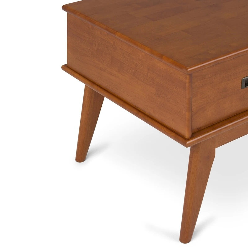 Table Basse Mid-Century Moderne, Brun Fauve / Brun Teck, Rectangulaire avec Rangement