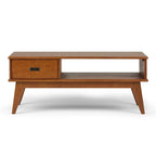 Table Basse Mid-Century Moderne, Brun Fauve / Brun Teck, Rectangulaire avec Rangement